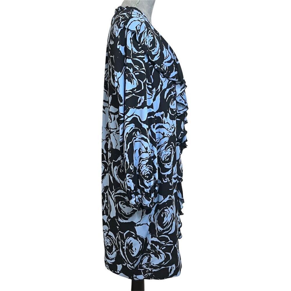 Chico's Black Label Floral Ruffle Midi Button Up Dress M Garden Girl Workwear - Picture 6 of 11